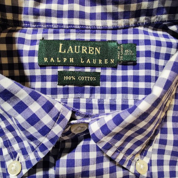 Lauren Ralph Lauren Men's 15 1/2 32/33 Checkered Long Sleeve Shirt - Picture 7 of 10